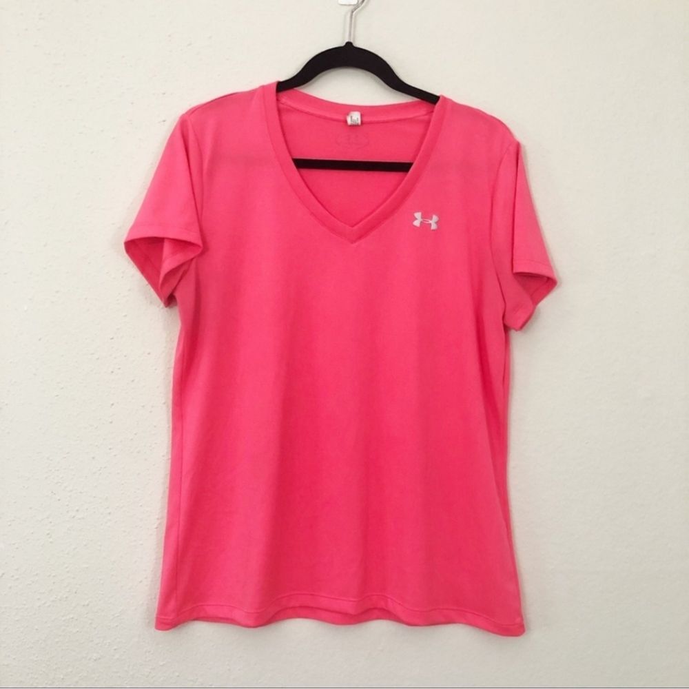 Under Armour Heat Gear Dry Fit Activewear Tee Hot Pink Size L